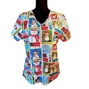 SB Scrubs Women’s Let It Snow Scrub Top Size XS